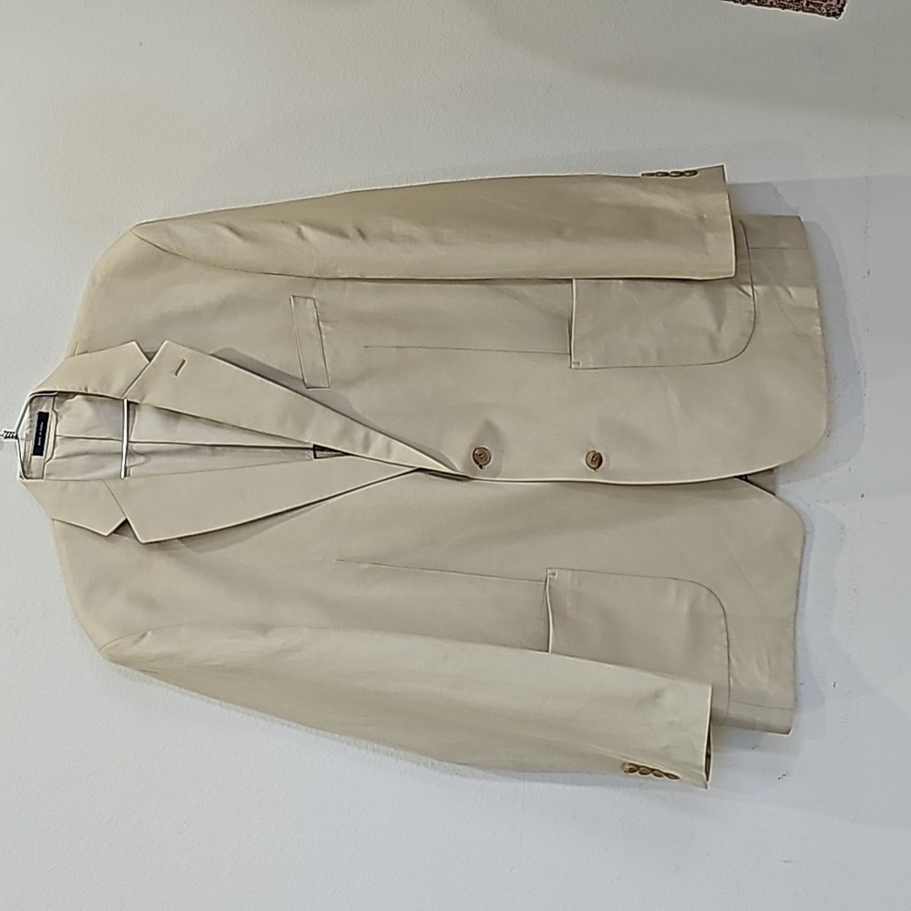 Men Lauren Ralph Lauren Blazer Beige Tan Jacket Size 44L linen silk